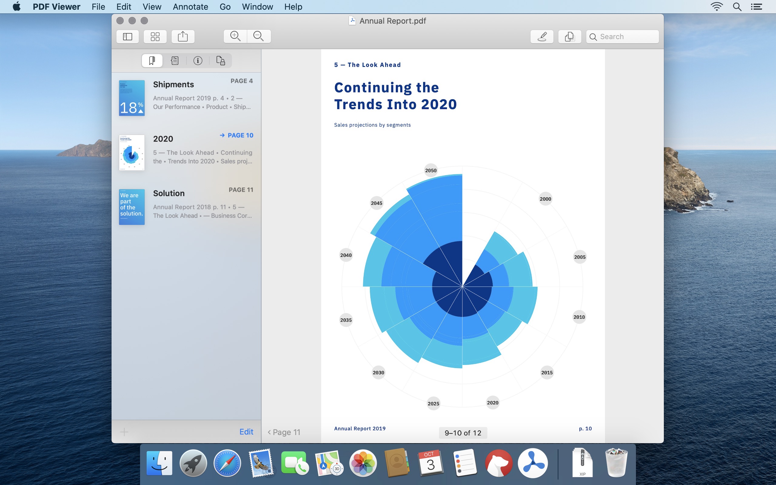 Screenshot of a document in PDF Viewer for Mac with bookmarks in a sidebar on the left.
