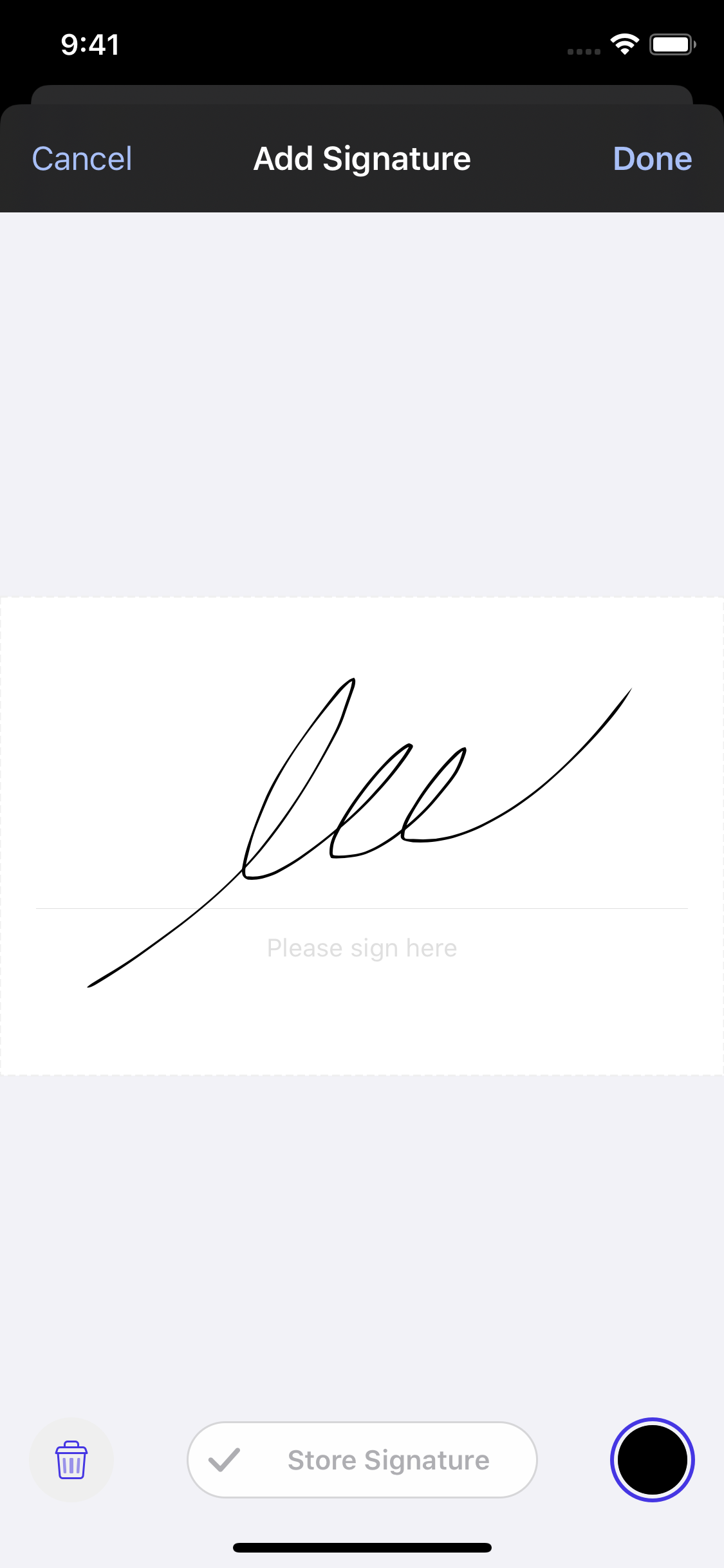Previous signing popup in Dark Mode was stark white.